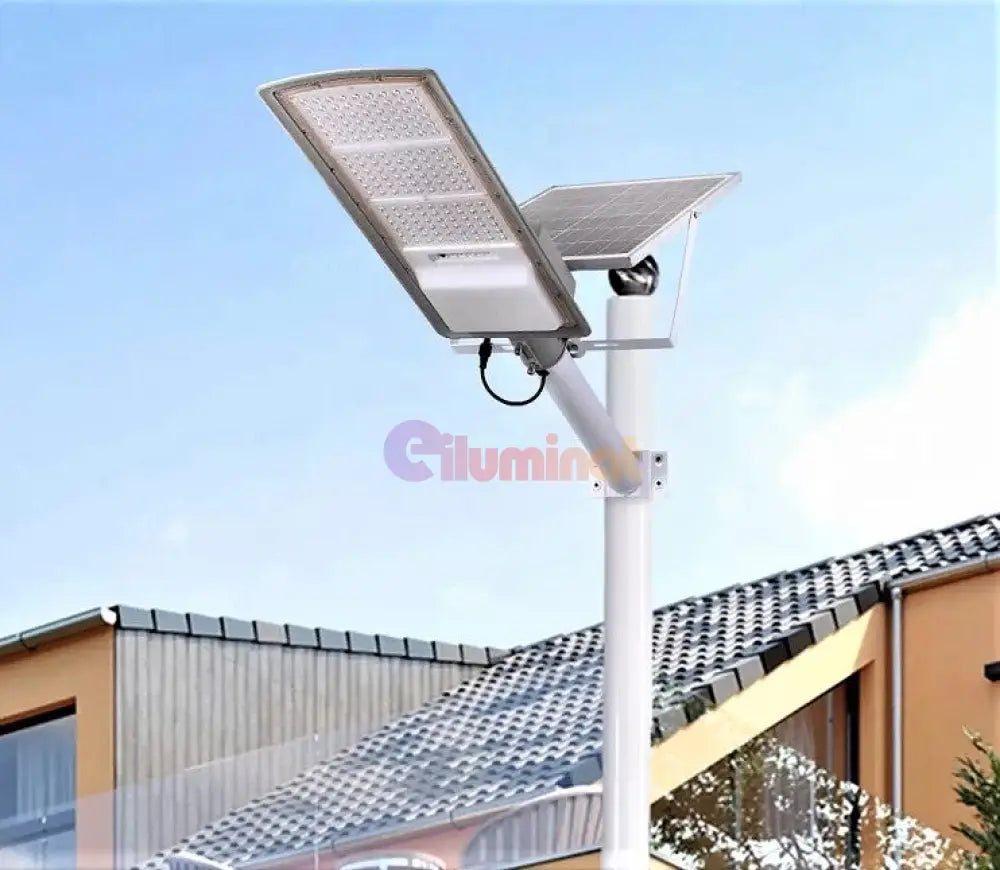 Lampa Led 100W Iluminat Stradal Solara Cu Brat Inclus Telecomanda Street Light