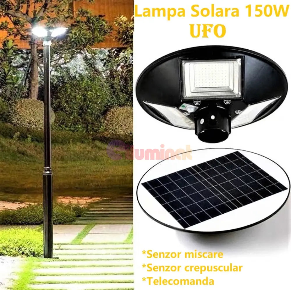 Lampa Led 150W Solara Ufo Senzor Miscare + Telecomanda Street Light