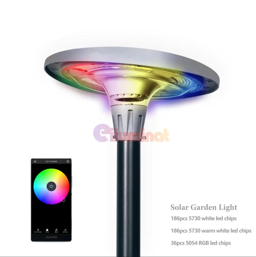 Lampa Led Solara Ufo 2200Lumeni Smart Cu Telecomanda Rgbwcct Street Light