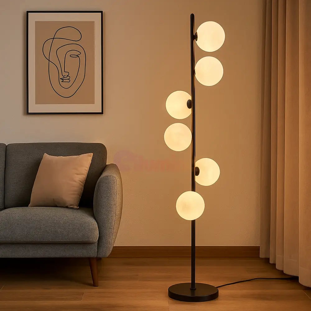 Lampadar 100CM 6 Moons Black 6XG9 floorlamp