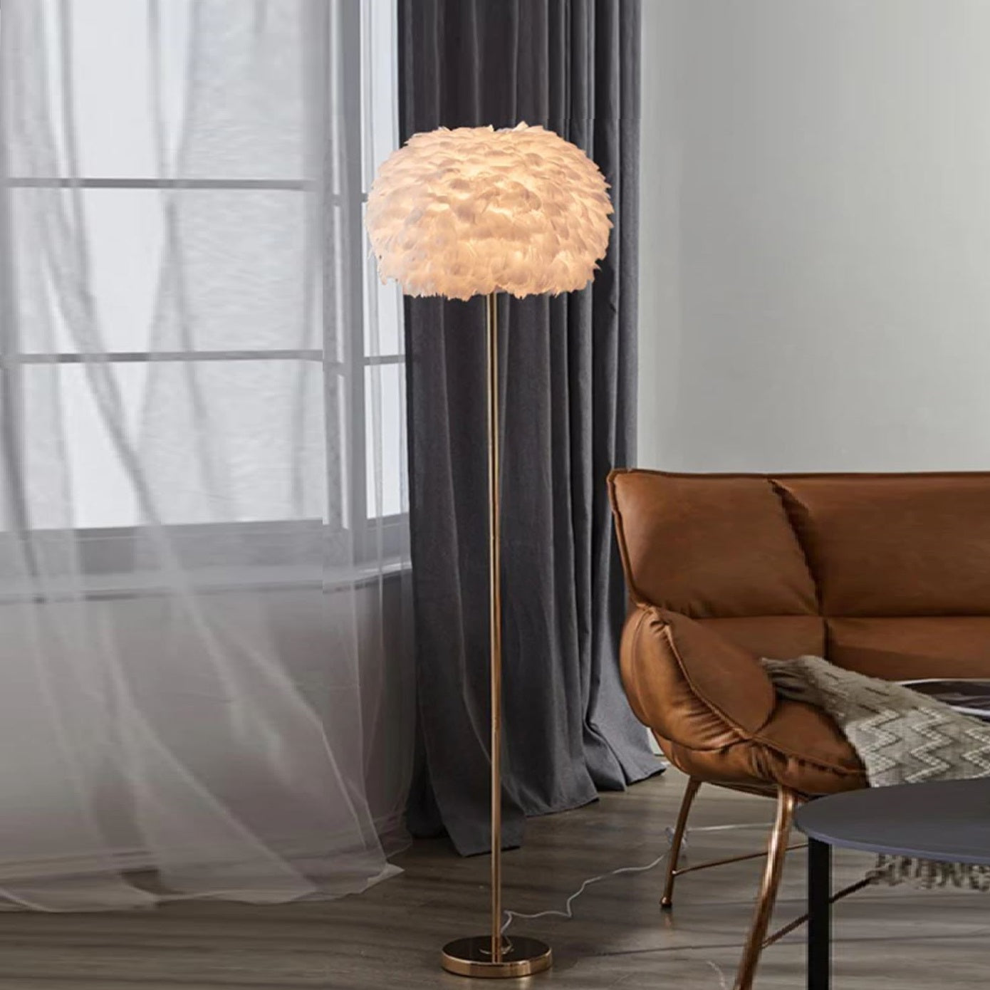 Lampadar Metalic Gold 150Cm Feather Cloud Floorlamp