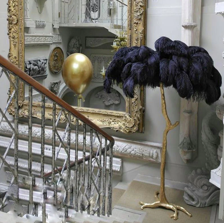 Lampadar Baroque Luxury Feathers Black