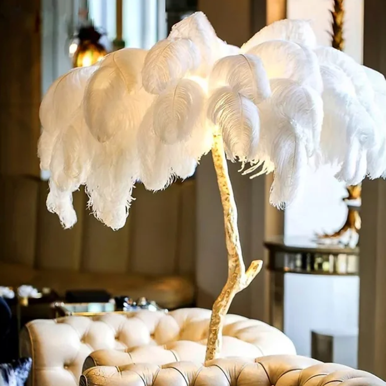 Lampadar Baroque Luxury Feathers White