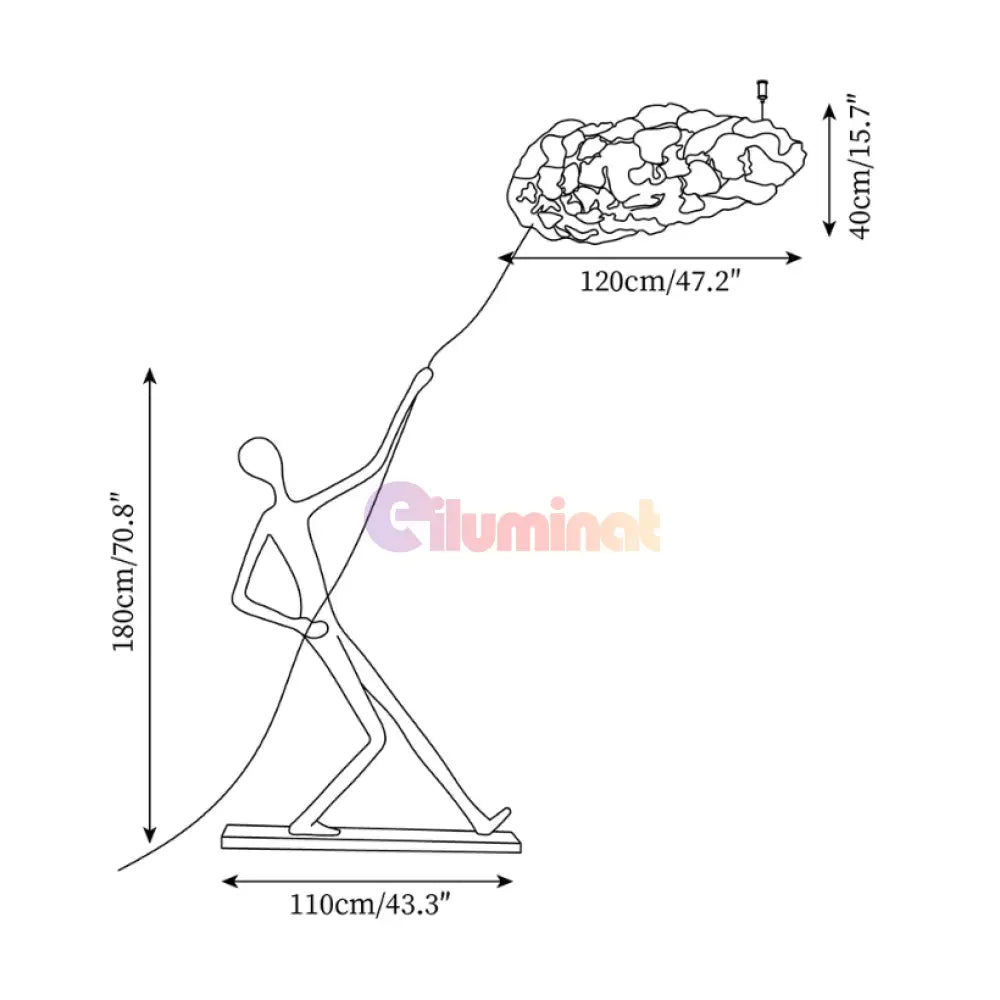 Lampadar Sculptural decorativ Cloud Rider 180CM
