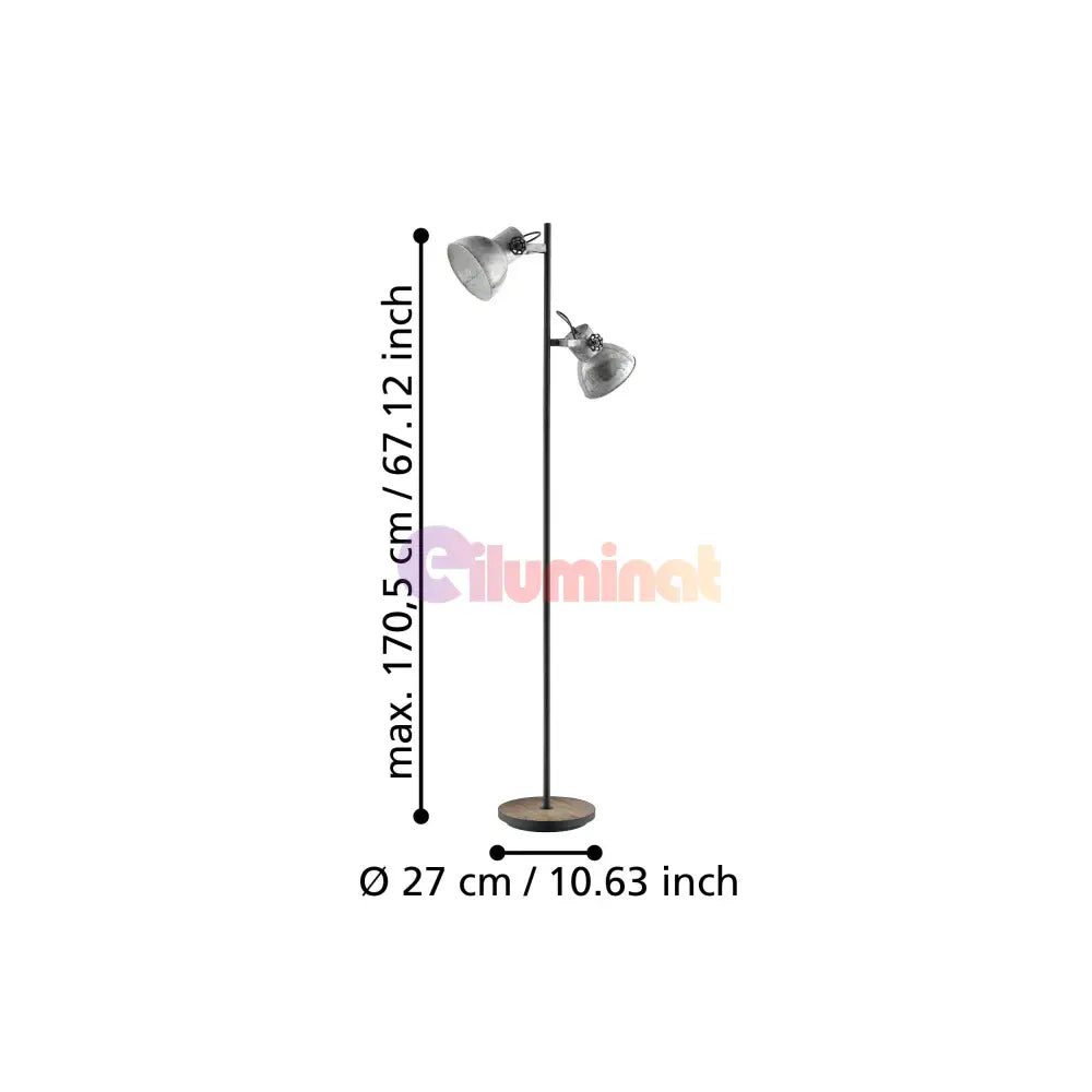 Lampadar Vintage BARNSTAPLE Black & Brown 158CM Eglo
