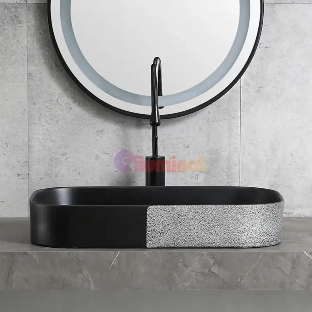 Lavoar Aplicat Luxury Line 65X38Cm Silveryblack Bathroom Sink