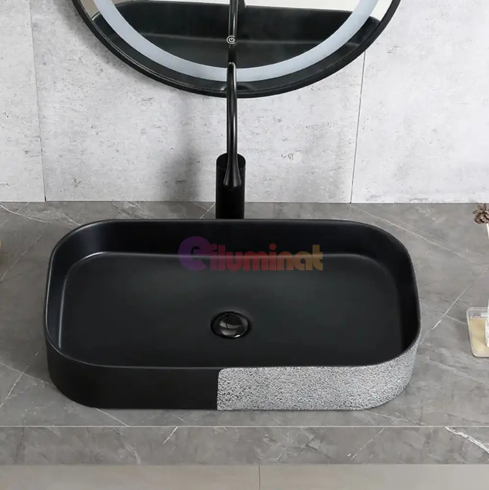 Lavoar Aplicat Luxury Line 65X38Cm Silveryblack Bathroom Sink