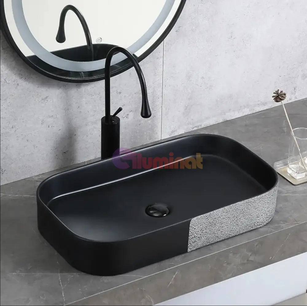 Lavoar Aplicat Luxury Line 65X38Cm Silveryblack Bathroom Sink