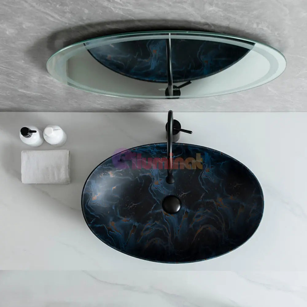 Lavoar Aplicat Luxury Line 65X44Cm Deepblue Bathroom Sink