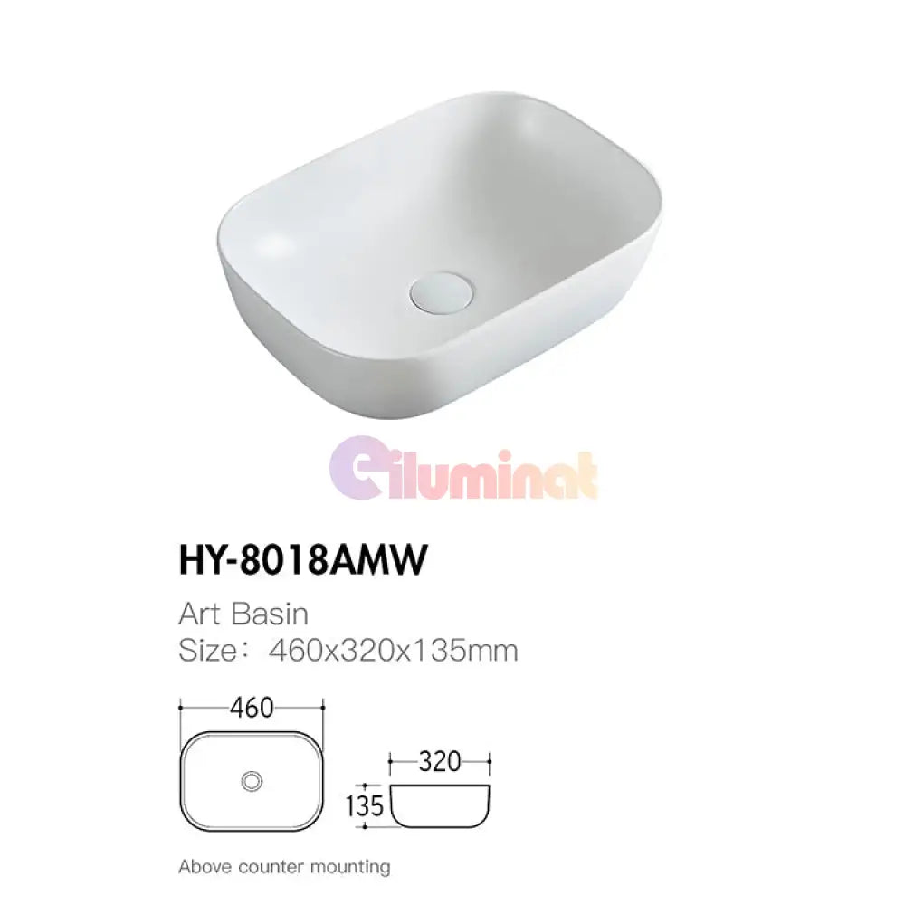 Lavoar Aplicat Modern Line 46X32Cm Hy-8018Amw Bathroom Sink