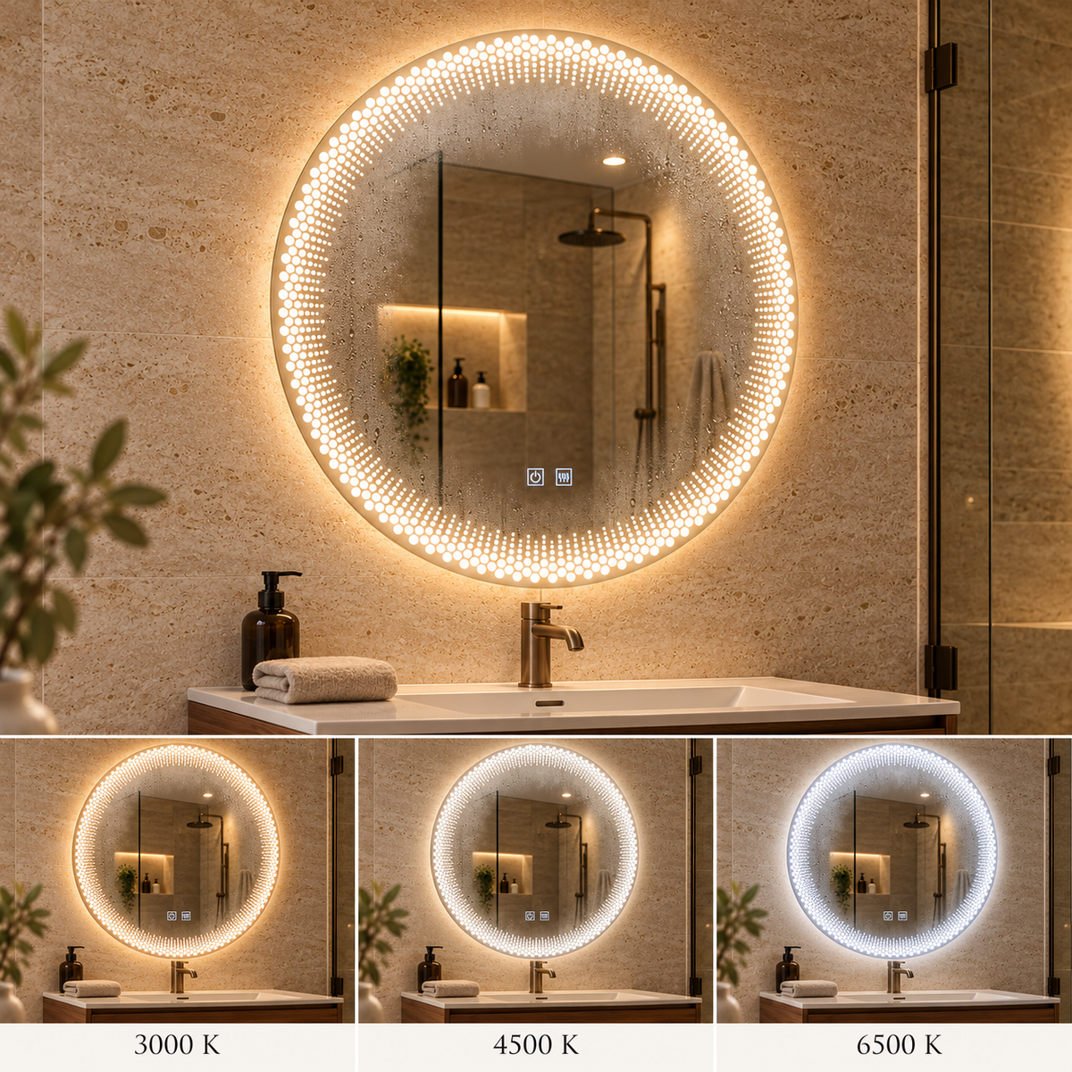 LUMI ilustrată cu zona centrală fără condens și comparația celor trei nuanțe de lumină