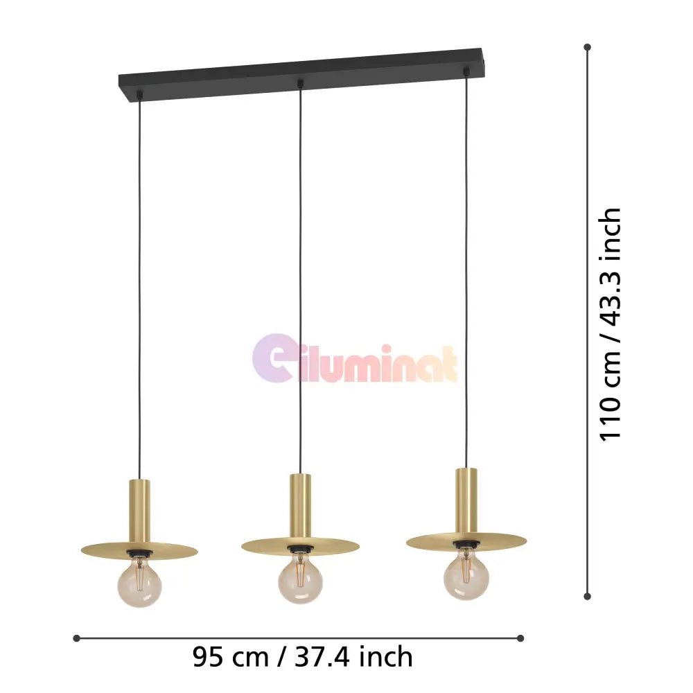 Lustra Vintage 3XE27 TRIANGLE Gold + Black (Copy) NEGRU + AURIU / VINTAGE SI RETRO DESIGN Lighting Fixtures