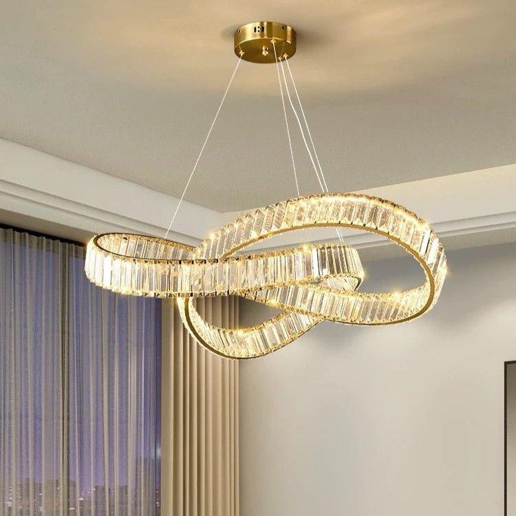 Lustra LED LEVA Cristal Gold 3 Functii Telecomanda
