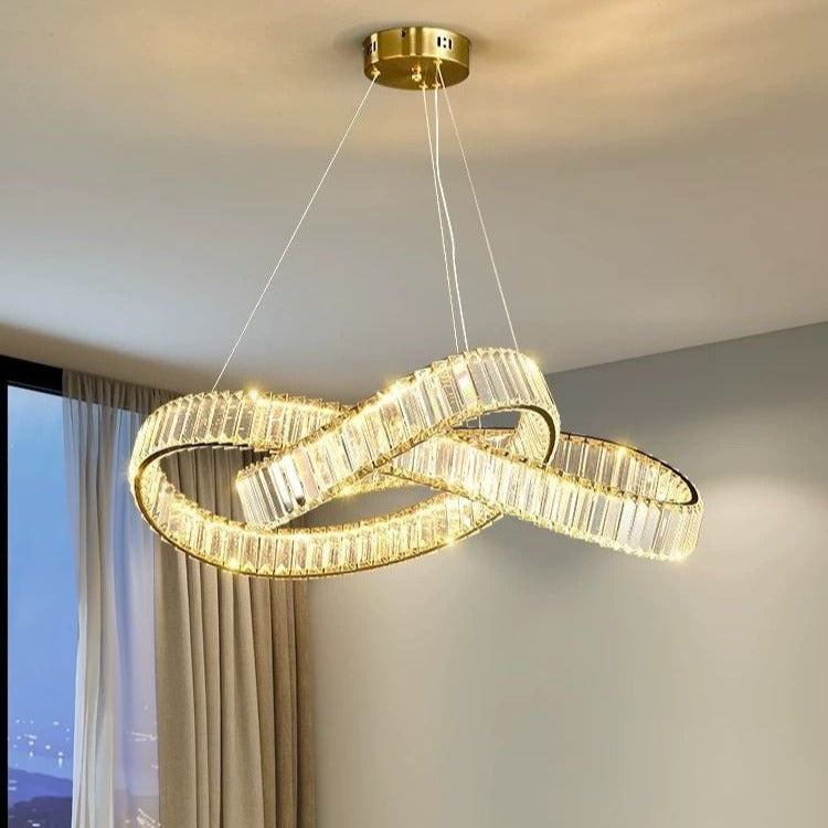 Lustra LED LEVA Cristal Gold 3 Functii Telecomanda