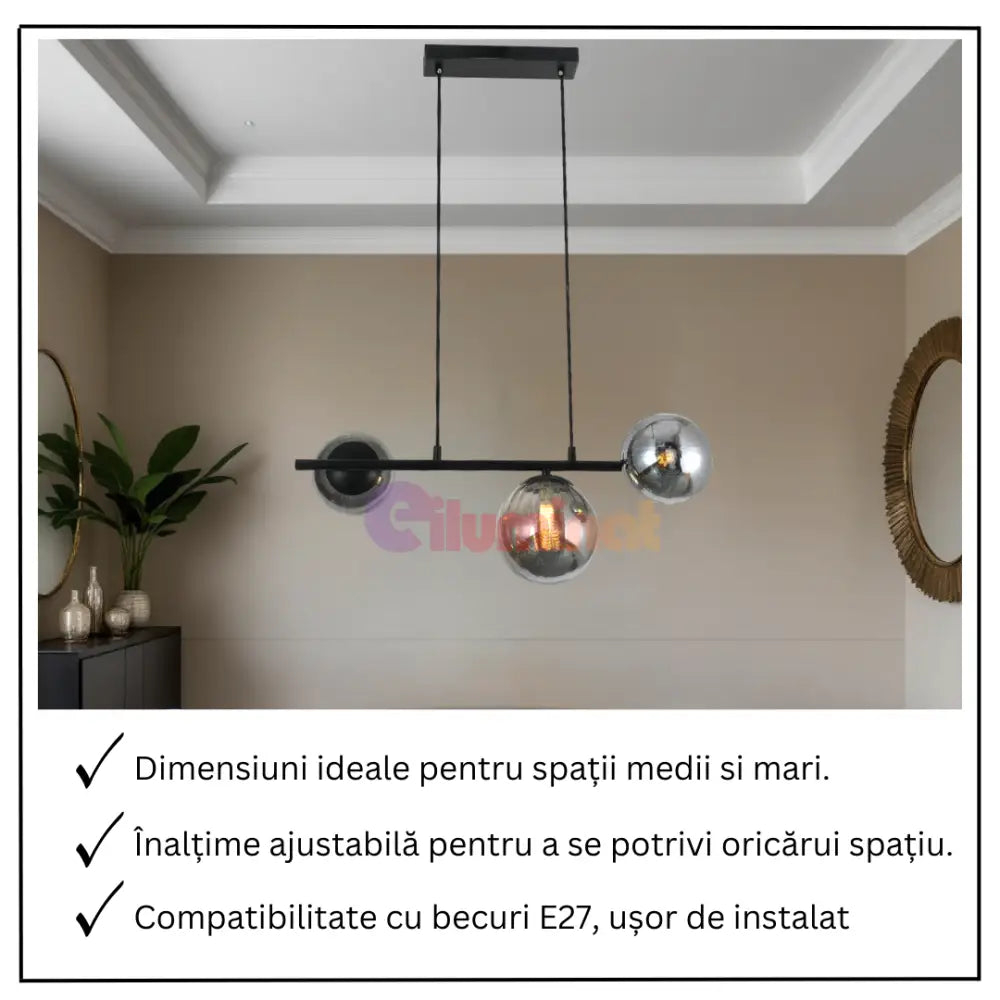 Lustra Abajur 3xE27 Axis Lights - VP2412A-3 NEAGRA / ABAJUR Chandeliers