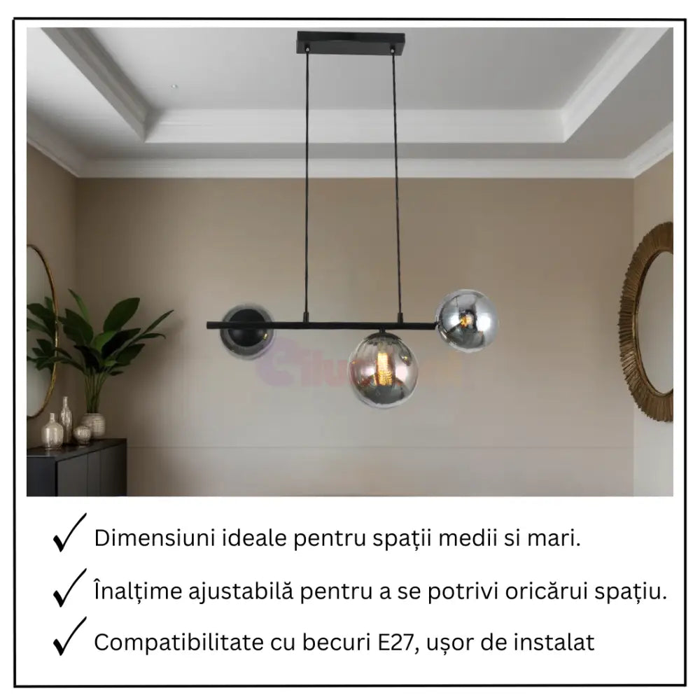 Lustra Abajur 3xE27 Axis Lights - VP2412A-3 NEAGRA / ABAJUR Chandeliers