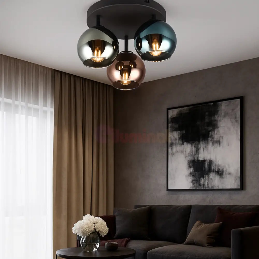 Lustra Abajur 3x E14 SHELDON NEAGRA / 33CM CEILING LIGHT