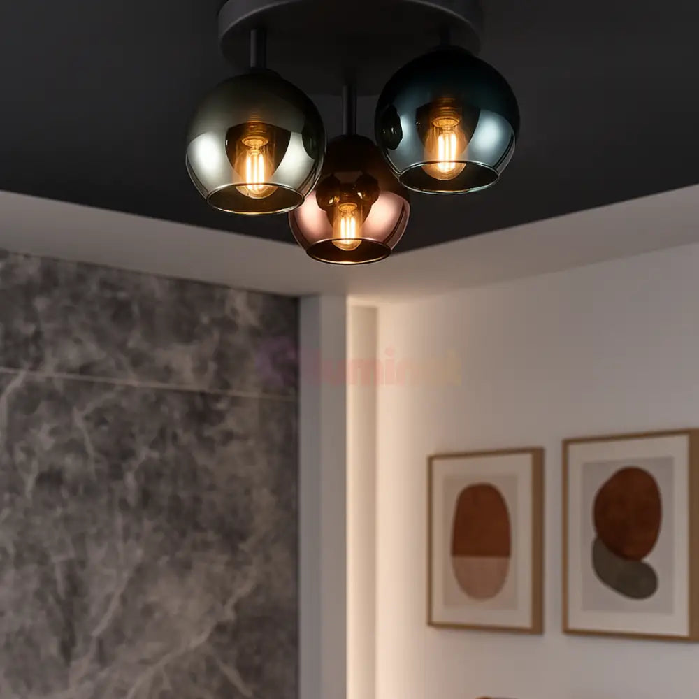 Lustra Abajur 3x E14 SHELDON NEAGRA / 33CM CEILING LIGHT