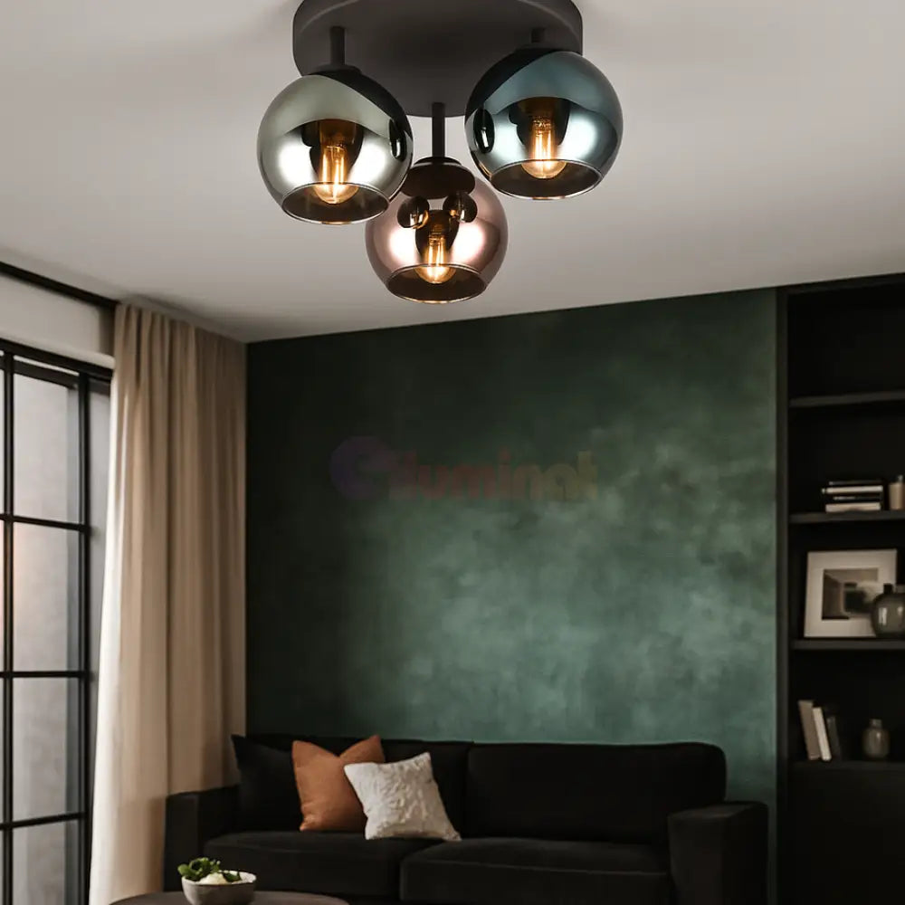 Lustra Abajur 3x E14 SHELDON NEAGRA / 33CM CEILING LIGHT
