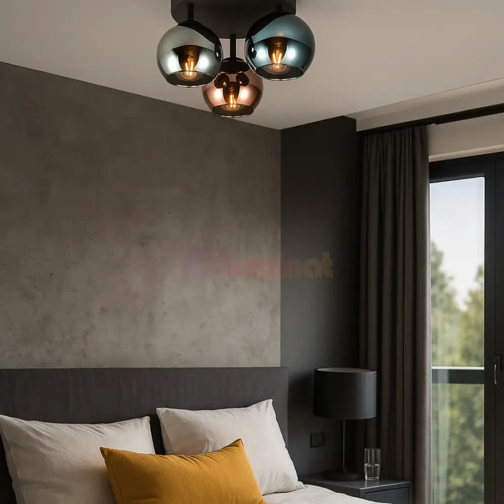 Lustra Abajur 3x E14 SHELDON NEAGRA / 33CM CEILING LIGHT