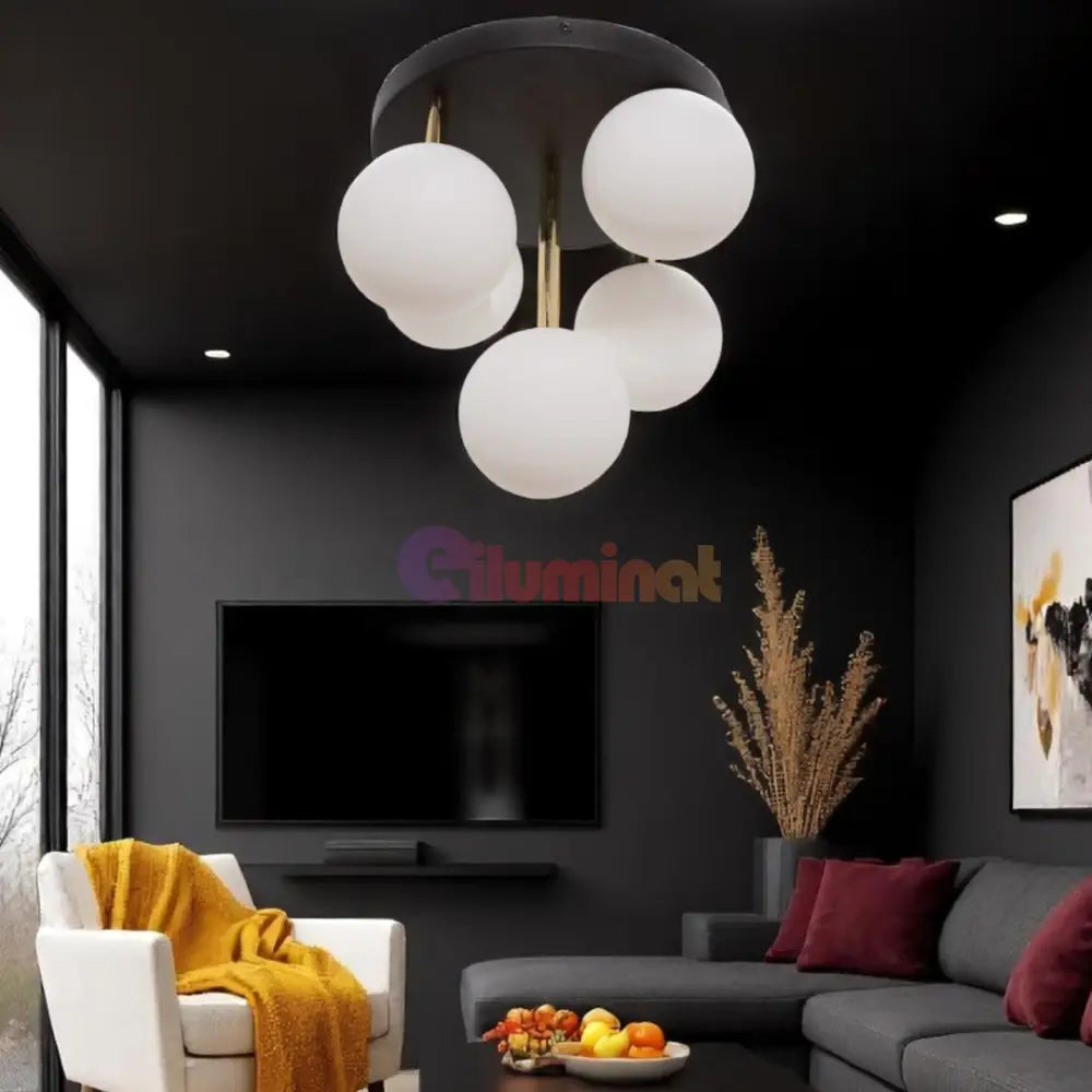 Lustra Abajur 5xG9 Black + Gold Nevalo NEGRU + AURIU / MINIMALIST DESIGN Lighting Fixtures