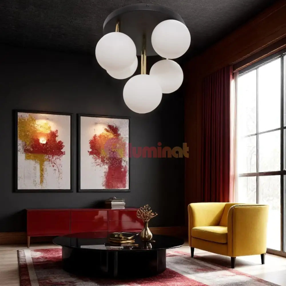 Lustra Abajur 5xG9 Black + Gold Nevalo NEGRU + AURIU / MINIMALIST DESIGN Lighting Fixtures