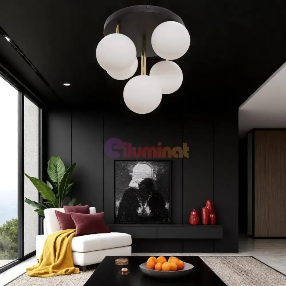 Lustra Abajur 5xG9 Black + Gold Nevalo NEGRU + AURIU / MINIMALIST DESIGN Lighting Fixtures