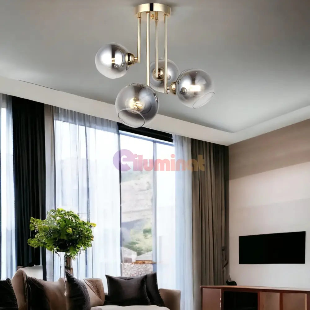 Lustra Abajur Fumuriu Aplicata 4Xe27 Mx413-4 Chandeliers