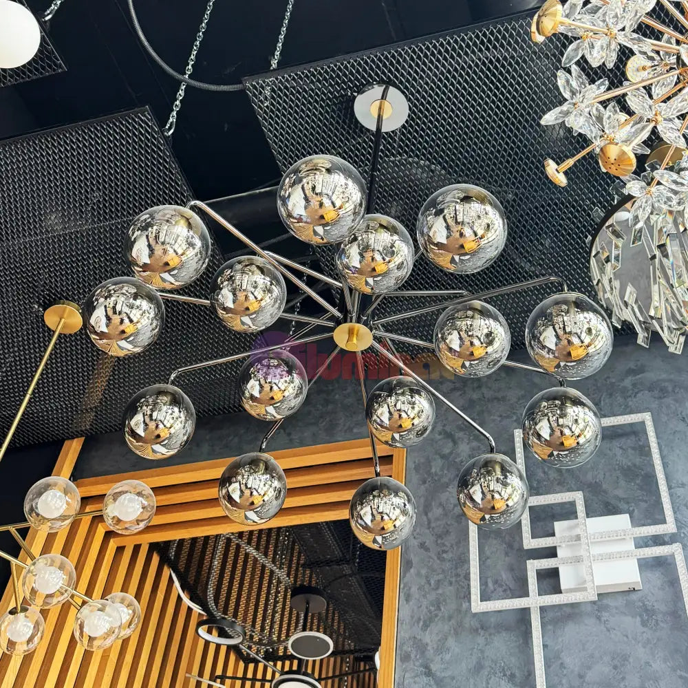 Lustra Abajur Fumuriu Black MOZART Grande 15xE27 NEAGRA / ABAJUR Chandeliers