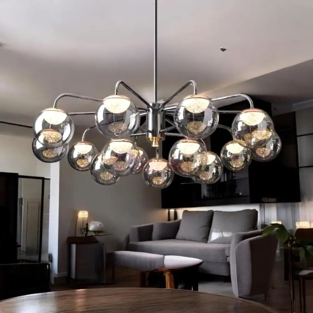 Lustra Abajur Fumuriu Black MOZART Grande 15xE27 NEAGRA / ABAJUR Chandeliers