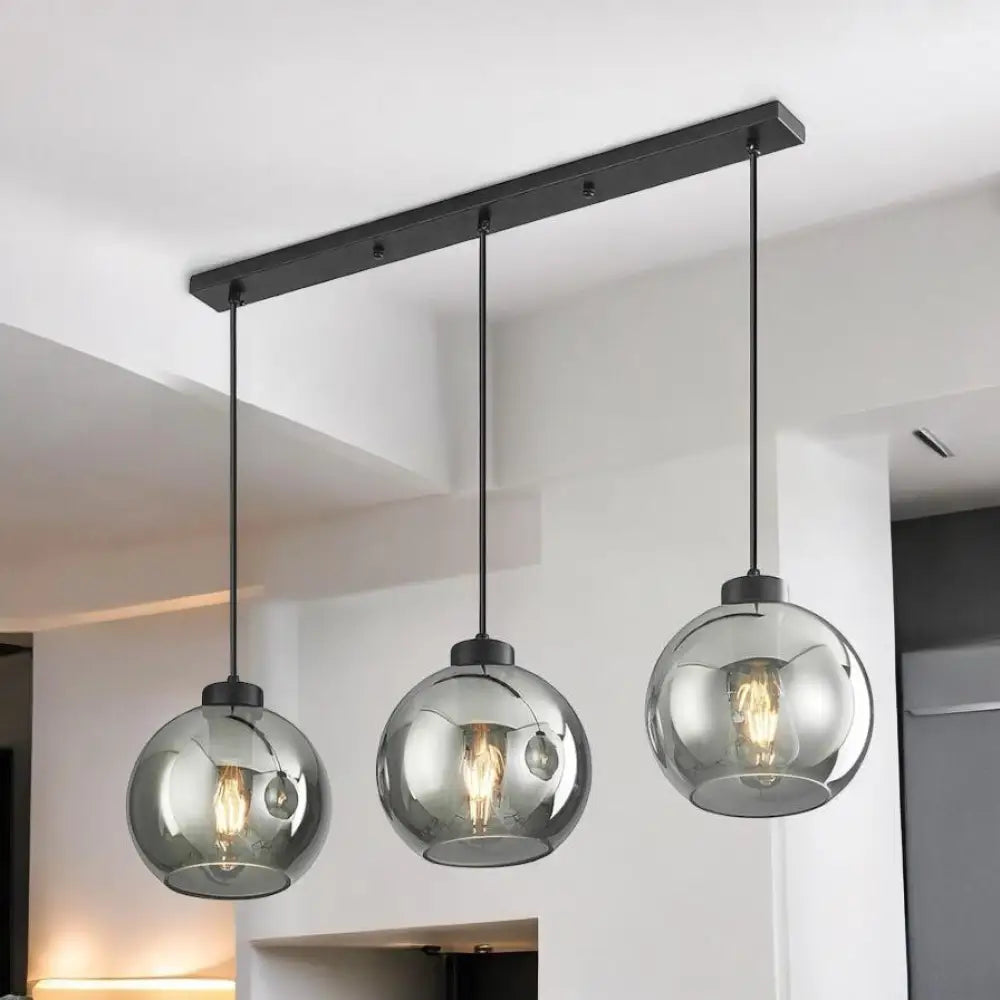 Lustra Abajur Fumuriu FIORE Suport Liniar 3xE27 NEAGRA / ABAJUR Chandeliers