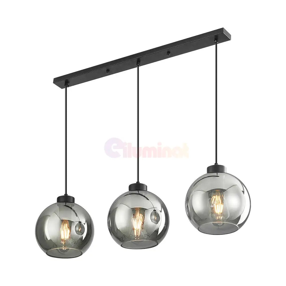 Lustra Abajur Fumuriu FIORE Suport Liniar 3xE27 NEAGRA / ABAJUR Chandeliers