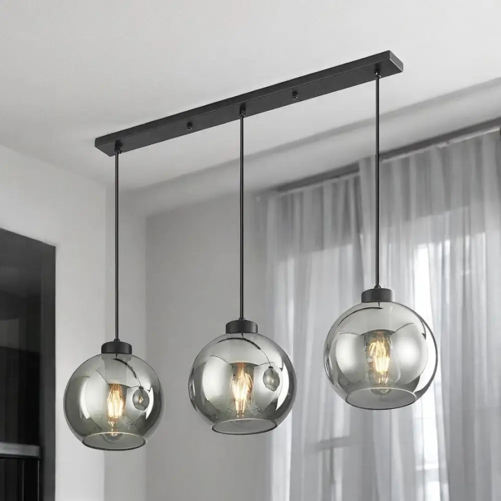 Lustra Abajur Fumuriu FIORE Suport Liniar 3xE27 NEAGRA / ABAJUR Chandeliers