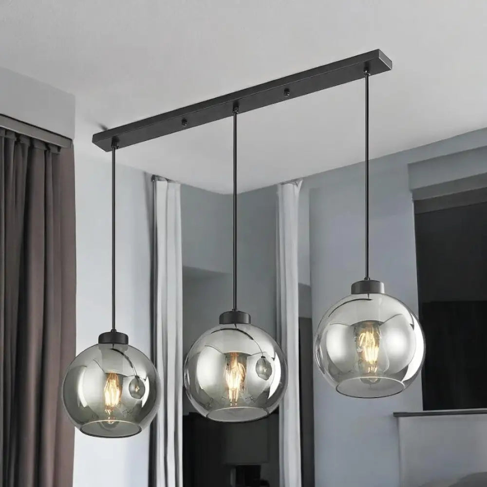 Lustra Abajur Fumuriu FIORE Suport Liniar 3xE27 NEAGRA / ABAJUR Chandeliers