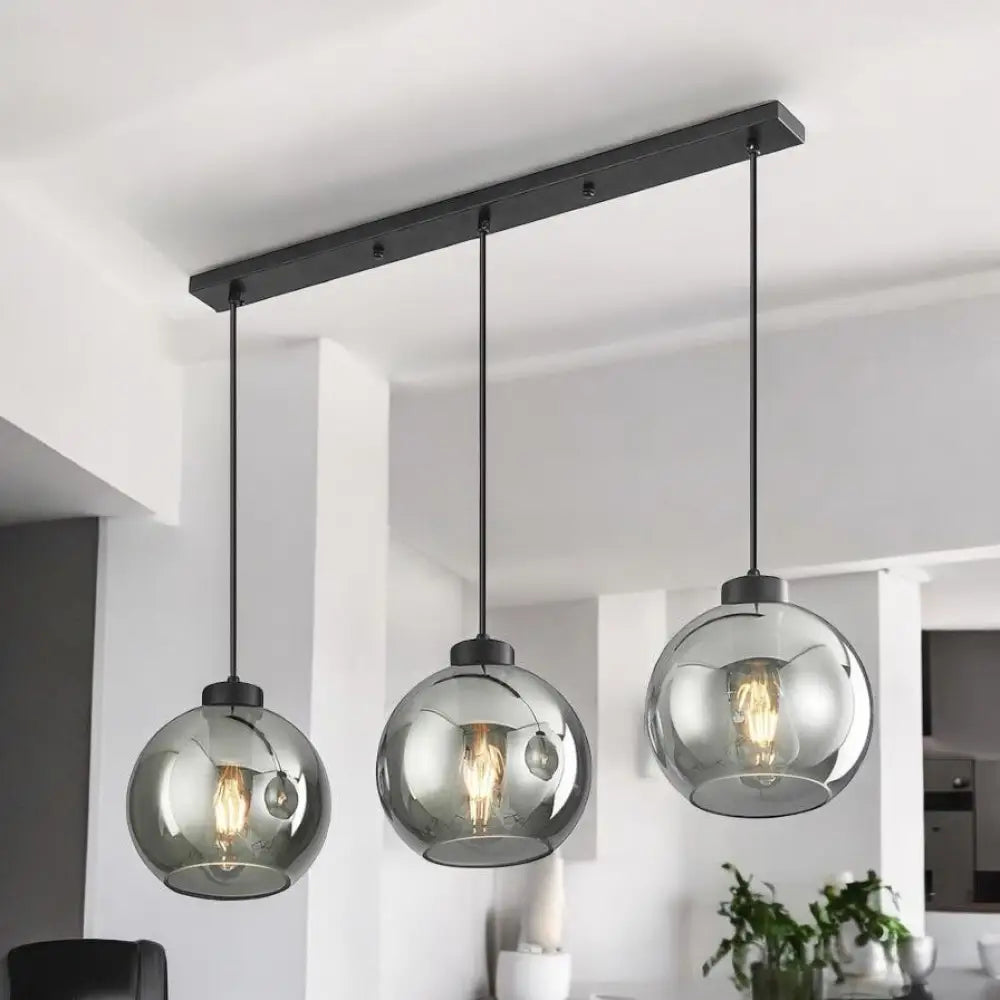 Lustra Abajur Fumuriu FIORE Suport Liniar 3xE27 NEAGRA / ABAJUR Chandeliers