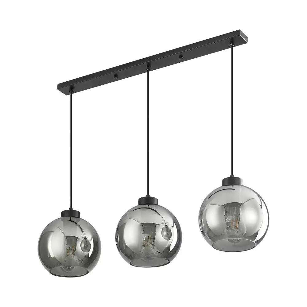 Lustra Abajur Fumuriu FIORE Suport Liniar 3xE27 NEAGRA / ABAJUR Chandeliers
