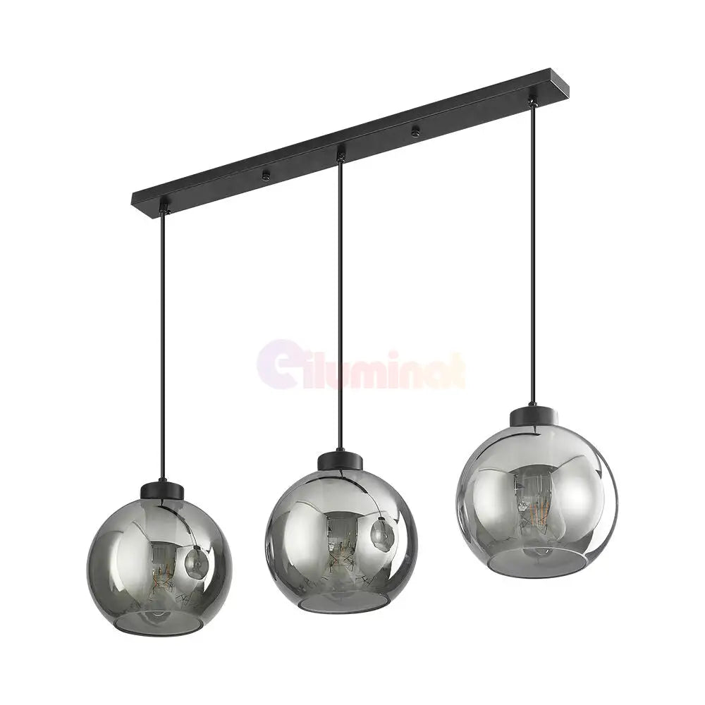 Lustra Abajur Fumuriu FIORE Suport Liniar 3xE27 NEAGRA / ABAJUR Chandeliers