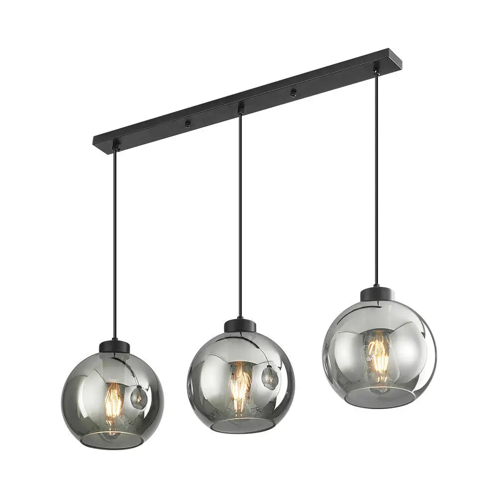 Lustra Abajur Fumuriu FIORE Suport Liniar 3xE27 NEAGRA / ABAJUR Chandeliers