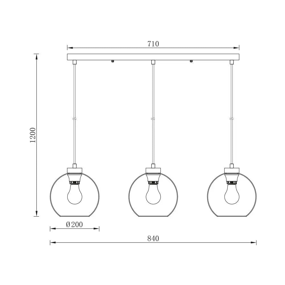 Lustra Abajur Fumuriu FIORE Suport Liniar 3xE27 NEAGRA / ABAJUR Chandeliers