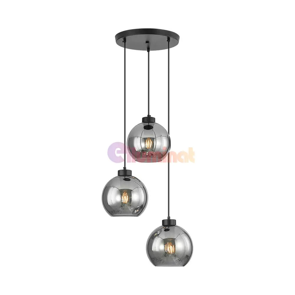Lustra Abajur Fumuriu FIORE Suport Rotund 3xE27 NEAGRA / ABAJUR Chandeliers
