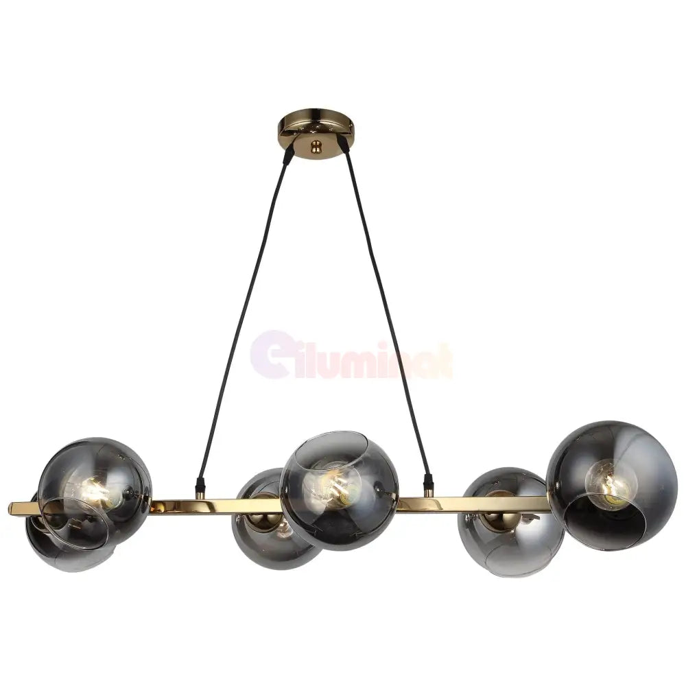 Lustra Abajur Fumuriu Gold Liniara 6Xe27 Mx401-6 Chandeliers