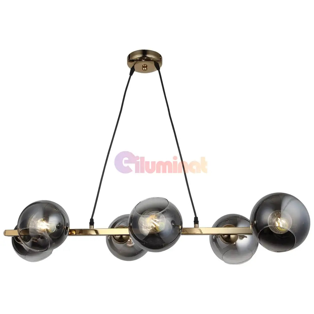 Lustra Abajur Fumuriu Gold Liniara 6Xe27 Mx401-6 Chandeliers