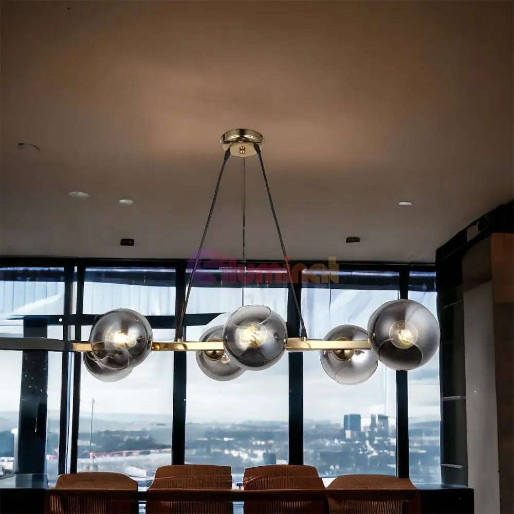 Lustra Abajur Fumuriu Gold Liniara 6Xe27 Mx401-6 Chandeliers