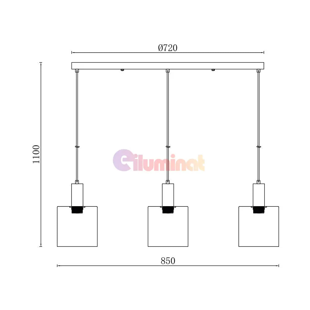 Lustra Abajur Fumuriu SAVIO Suport Liniar 3xE27 NEAGRA / ABAJUR Chandeliers