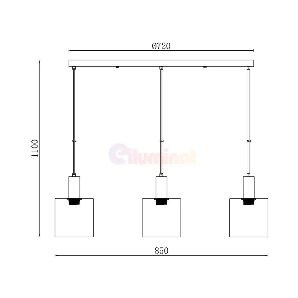 Lustra Abajur Fumuriu SAVIO Suport Liniar 3xE27 NEAGRA / ABAJUR Chandeliers