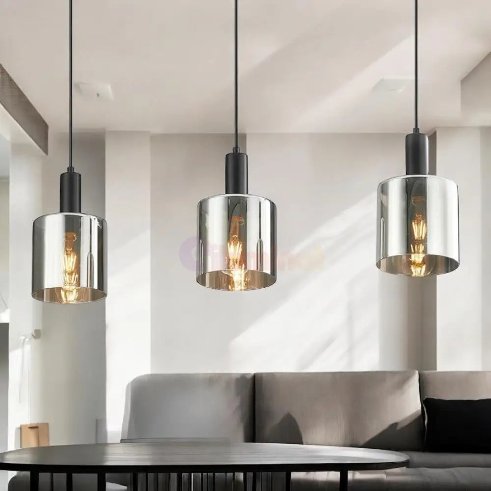 Lustra Abajur Fumuriu SAVIO Suport Liniar 3xE27 NEAGRA / ABAJUR Chandeliers
