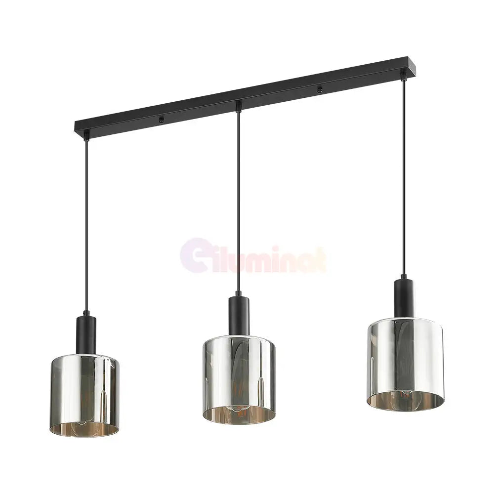 Lustra Abajur Fumuriu SAVIO Suport Liniar 3xE27 NEAGRA / ABAJUR Chandeliers