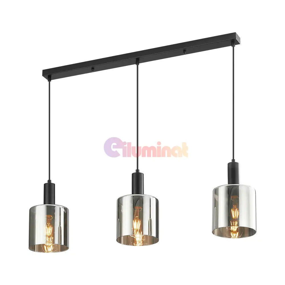 Lustra Abajur Fumuriu SAVIO Suport Liniar 3xE27 NEAGRA / ABAJUR Chandeliers