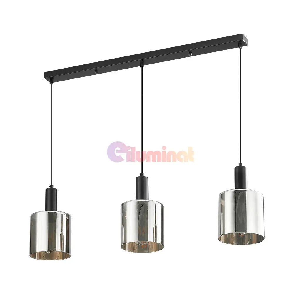 Lustra Abajur Fumuriu SAVIO Suport Liniar 3xE27 NEAGRA / ABAJUR Chandeliers