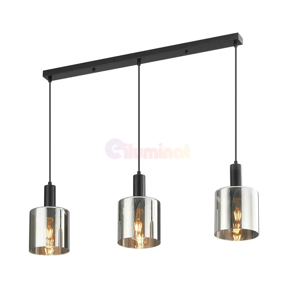 Lustra Abajur Fumuriu SAVIO Suport Liniar 3xE27 NEAGRA / ABAJUR Chandeliers